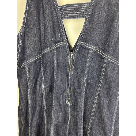 Anthropologie x Pilcro Seamed V-Neck Denim Dress Women's Anthro Plus Size 26W 26 - Picture 13 of 16